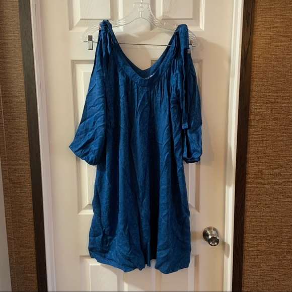 Anthropologie Holding Horses Blue Print Slit Sleeve Dress size Small - Picture 1 of 10